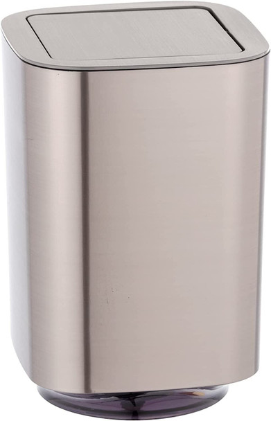 Wenko Auron Bathroom Swing Lid Bin Silver 5.5 L Plastic, 25.5 x 17.2 cm