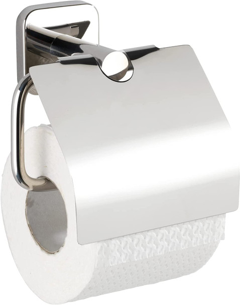 WENKO Mezzano Toilet Roll Holder without Lid Stainless Steel 15 x 11 x 6 cm Glossy