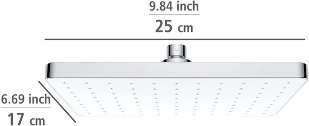 WENKO Shower Head No More Limescale Automatic Cleaning Shower Head Anti-Limescale with Automatic Cleaning Function Rainfall Shower Square Chrome 25 x 17 cm