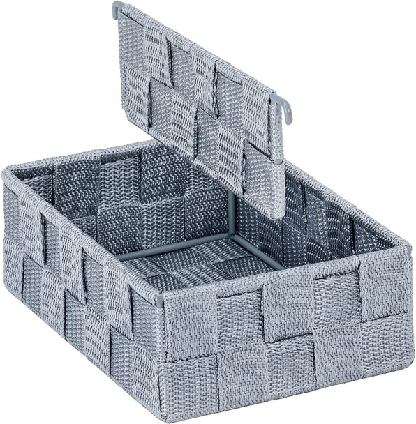 WENKO Kitchen Organizer Adria M-with Adjustable Separator, Polypropylene, Grey, 18 x 26 x 26 cm