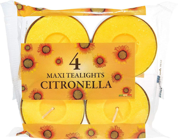 Price's Candles Citronella Scented Tealights | Protects from Unwanted Flies & Insects | Pack of 4 Maxi Tealights