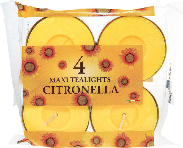 Price's Candles Citronella Scented Tealights | Protects from Unwanted Flies & Insects | Pack of 4 Maxi Tealights