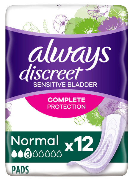 THREE PACKS Always Discreet Normal Pads 12 Pads