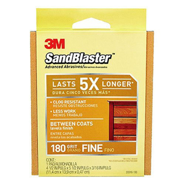 3m Sanding Pad 180 Grit Fine 4.5 " X 5.5 " X 3/16 "