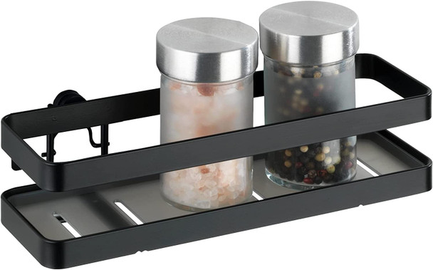 Wenko Gala Spice Rack, Kitchen Shelf, Powder-Coated Metal, 22 x 5.5 x 7 cm, Black