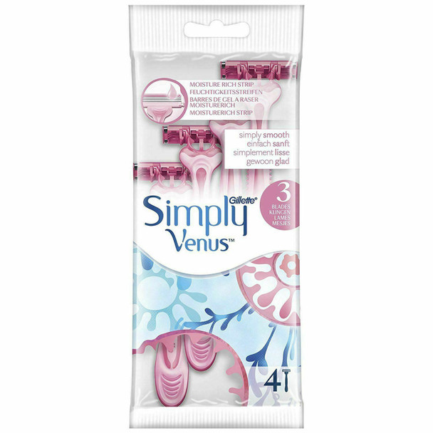 Gillette Simply Venus 3 Disposable Women's Razors, 4 each