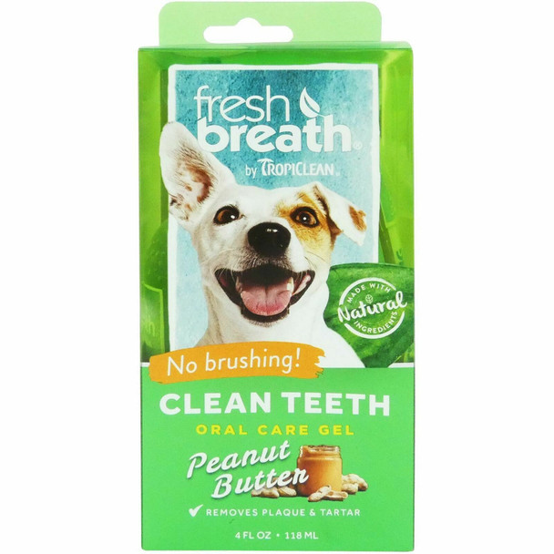 Fresh Breath by TropiClean - Oral Care Gel for Dogs, Pets, Cats - No Brushing - Helps Remove Plaque & Tartar - Peanut Butter Flavour - 118 ml