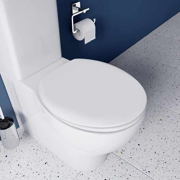 Croydex WL601422H Flexi-Fix Grasmere Always Fits Never Slips Anti Bacterial Toilet Seat, White, 43.5 x 38 x 5 cm