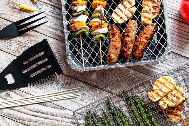 Chef Aid BBQ Griller, Soft Grip Folding handle, Grill Basket, Ideal for fish, meat and vegetables
