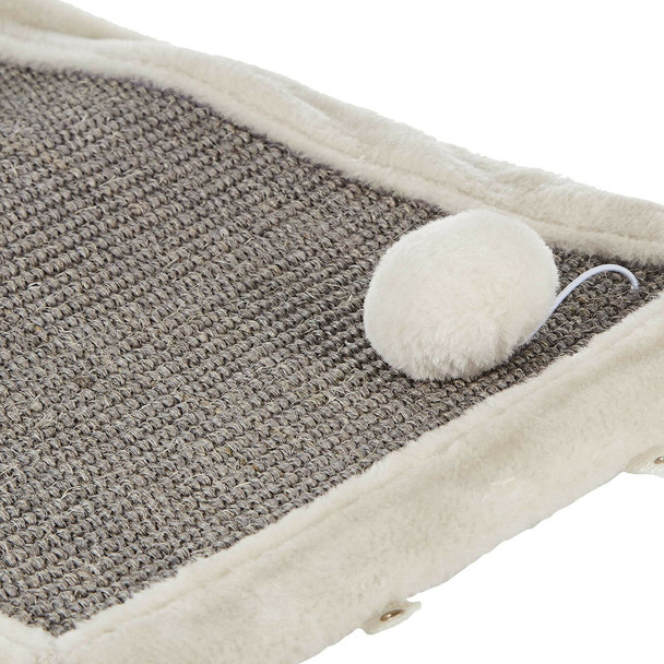 Cat Scratching mat with plush border, 55 × 35 cm, light grey