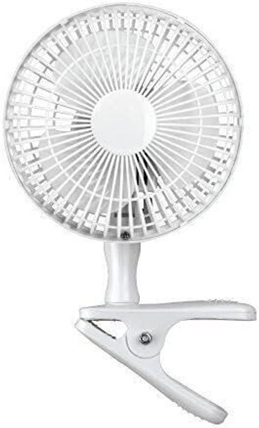 Status Clip On 6 Inch Portable Mini Fan with 2 Speed Adjustable Angle White