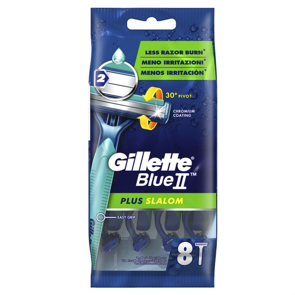 Gillette Blue II Plus Slalom Men's Disposable Razors 8's