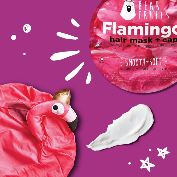 Bear Fruits Flamingo Hair Mask & Reusable Hair Cap, Cruelty-free Deep Conditi...