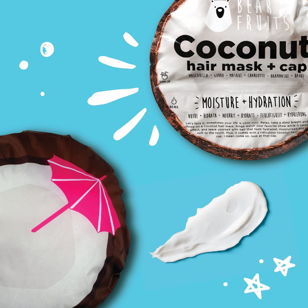 Bear Fruits Coconut Hair Mask & Reusable Hair Cap, Cruelty-free and Vegan Dee...