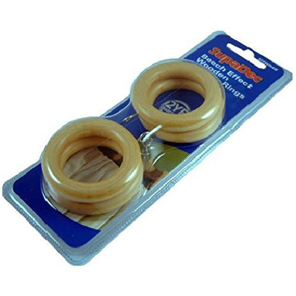 SupaDec - Curtain Rings - Set of 4 - for A 28mm Pole - Beech Effect