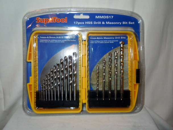 SupaTool HSS Drill & Masonry Bit Set 17 Piece 1mm-6.5mm H.S.S. Drill Bits