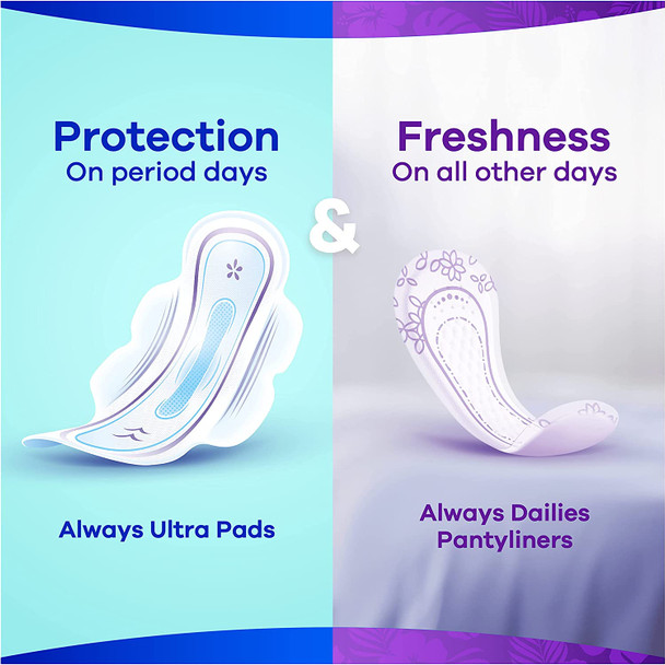 Always Dailies Normal Fresh & Protect Panty Liners x 54, Breathable, Flexible and Comfortable with Absorbent Core