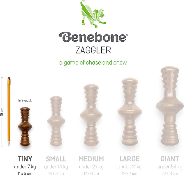 Benebone Puppy Tiny 2-Pack Durable Maplestick/Zaggler for Aggressive Chewers, Real Bacon, Made in the USA.