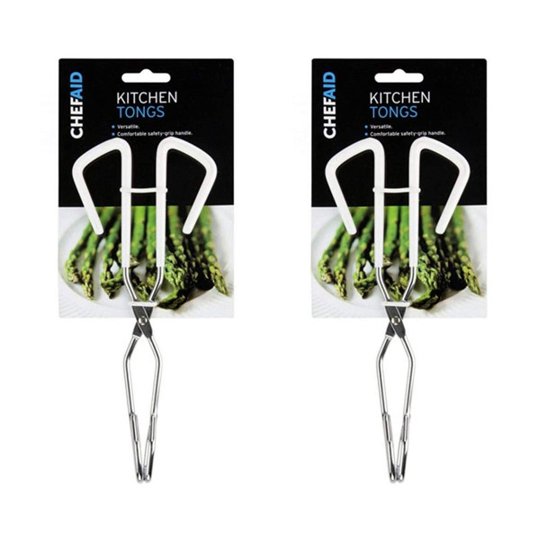 Chef Aid Versatile Kitchen Tongs with Safety Grip Handle 27cm x 11cm x 4cm (Pack of 2)