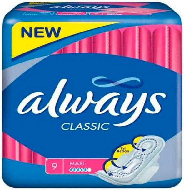 Always - Always Classic (Size 2) Sanitary Napkins with Wings - 9 Pieces