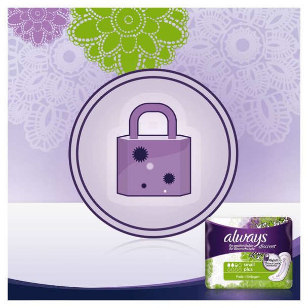 Always Discreet, Incontinence pad for weak Bladder, Small, 16 Count (Pack of 2)