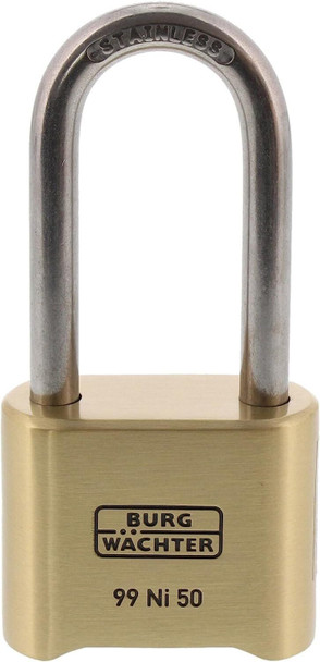 Burg-Wächter No. 99 Ni 50 HB 65 SB Combination Padlock Brass Shackle Thickness 7.9 mm Shackle Height 57 mm