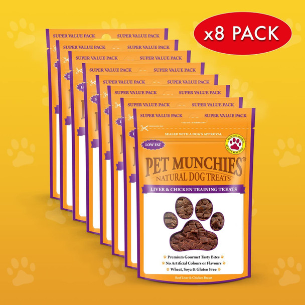 Pet Munchies Liver and Chicken Dog Training Treats, Grain Free Tasty Bites with Natural Real Meat, Low in Fat and High in Protein 150g