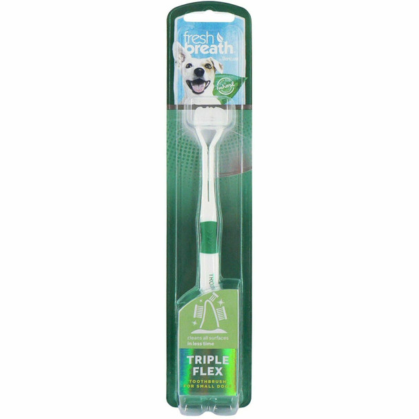 Fresh Breath by TropiClean Triple Flex Toothbrush for Small Dogs - 360° Bristles, Fast & Easy Clean - Helps Remove Plaque & Tartar