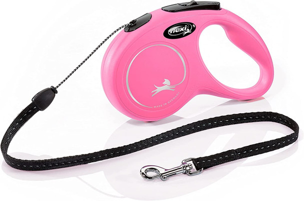 Flexi New Classic Cord Black Medium 8m Retractable Dog Leash/Lead for dogs up to 20kgs/44lbs