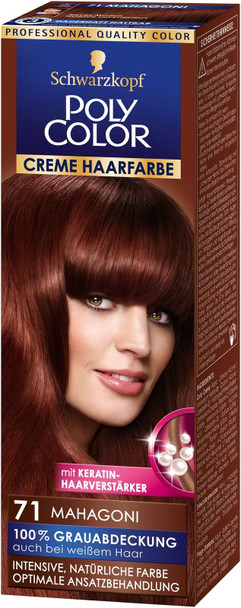 3 x Schwarzkopf Poly Color Permanent Cream Colour Tint 71 Mahogany