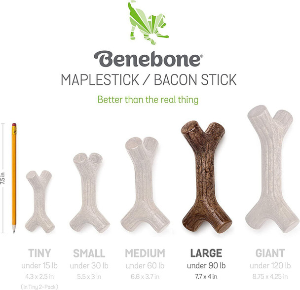 Benebone Durable Stick Dog Chew Toy for Aggressive Chewers, Maplestick, Large, Made in the USA.