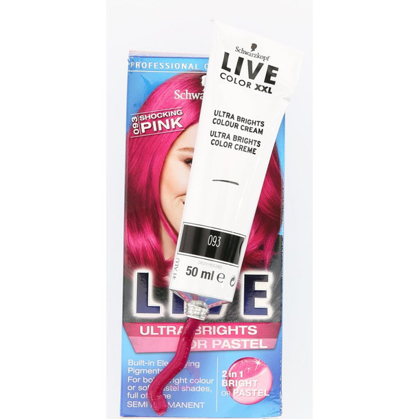 Schwarzkopf Semi-Permanent Hair Dye Live Ultra Brights/ Pastel 093 Shocking Pink