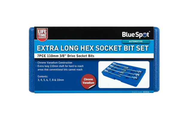 Blue Spot Tools Spot 01516 Ex Extra Long Hex Socket Bit Set, Set of 7 Pieces Multi