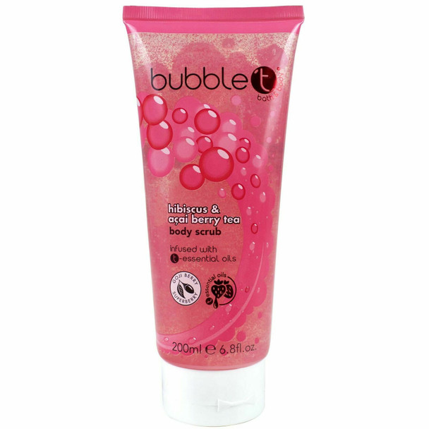 Bubble T Cosmetics Hibiscus & Acai Berry Bath & Shower Exfoliating Body Scrub, 200ml