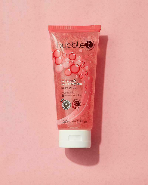 Bubble T Cosmetics Hibiscus & Acai Berry Bath & Shower Exfoliating Body Scrub, 200ml