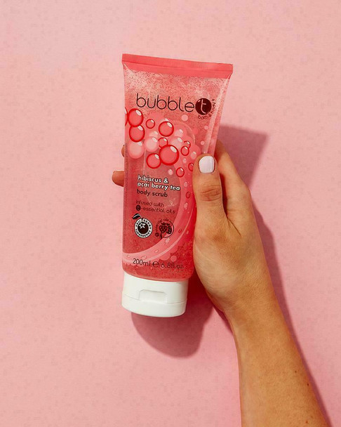 Bubble T Cosmetics Hibiscus & Acai Berry Bath & Shower Exfoliating Body Scrub, 200ml
