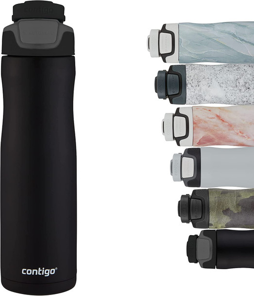 Contigo Drinking Bottle Autoseal Chill Macaroon, stainless steel water bottle with Autoseal technology, insulated bottle keeps beverages cool for up to 28 hours, BPA-free, 720 ml