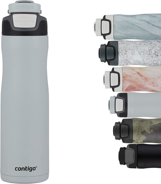 Contigo Drinking Bottle Autoseal Chill Macaroon, stainless steel water bottle with Autoseal technology, insulated bottle keeps beverages cool for up to 28 hours, BPA-free, 720 ml