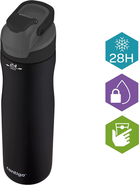 Contigo Drinking Bottle Autoseal Chill Macaroon, stainless steel water bottle with Autoseal technology, insulated bottle keeps beverages cool for up to 28 hours, BPA-free, 720 ml