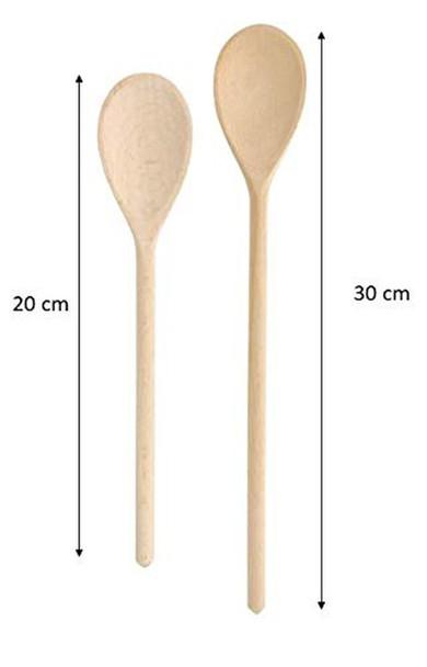 Chef Aid Set 2 Spoons, 30cm and 25cm Spoon, Wood, Ideal for cooking and baking