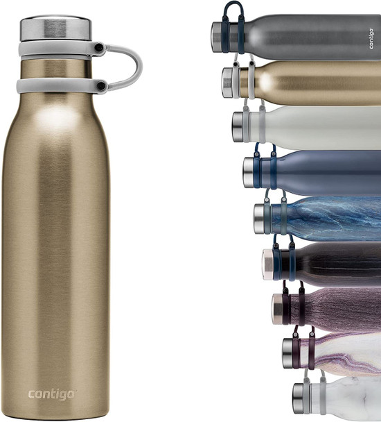 Contigo Matterhorn Water bottle with Thermalock insulation, BPA-free stainless steel bottle with screw cap, leak-proof drinking bottle, keeps beverages up to 24h cold / up to 10h hot, 590 ml