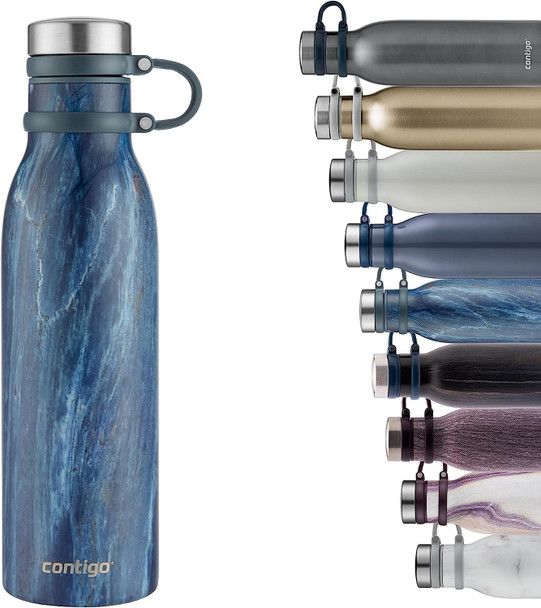 Contigo Matterhorn Water bottle with Thermalock insulation, BPA-free stainless steel bottle with screw cap, leak-proof drinking bottle, keeps beverages up to 24h cold / up to 10h hot, 590 ml