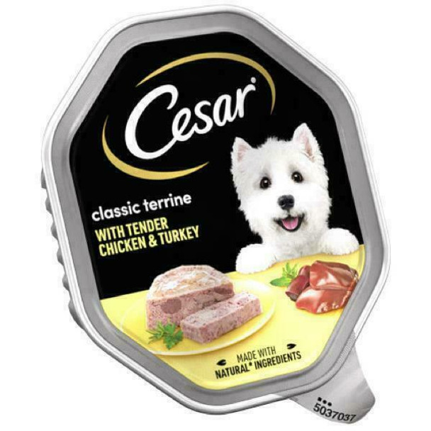 Cesar Classics Wet Dog Food for Adult dogs 1+ Chicken and Turkey in Loaf, 14 Trays (14 x 150 g)