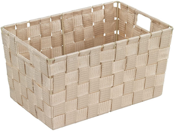 Wenko Adria Long Bathroom Mini-Basket, Polypropylene, Taupe, 14 x 19 x 9 cm