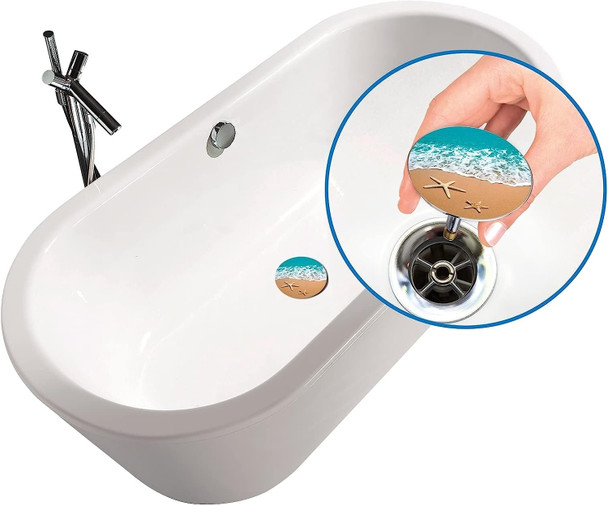 Wenko Pluggy Bathtub Plug, Size XXL 7.5 x 7.5 x 5.5 cm, Multi-Coloured, plastic, multicolored, 8 x 8 x 6 cm