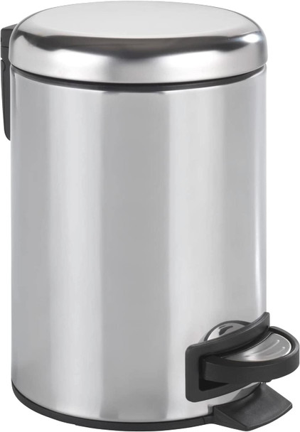 Wenko 3L Pedal Bin Leman Stainless Steel Shiny Silver 25 x 22.5 cm