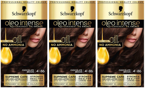 Schwarzkopf Oleo Intense Hair Colour Dye Permanent Chocolate Brown 4-86