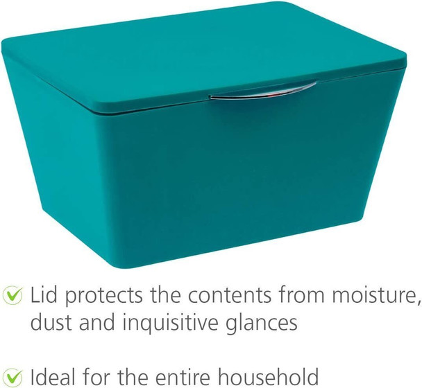 Wenko Storage Box with Lid Brasil Petrol TPE Plastic 19 x 15.5 x 10 cm