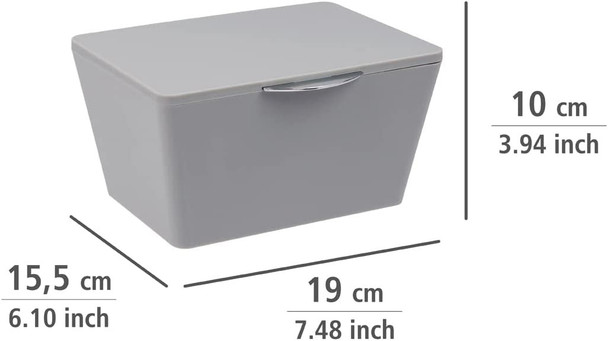 Wenko Brasil Storage Box with Lid, TPE, Grey, 19 x 15.5 x 10 cm