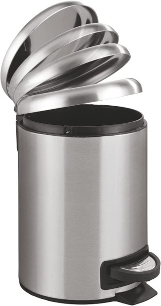 Wenko 3 Litre Pedal Bin Leman Stainless Steel Matt Silver,  25 cm